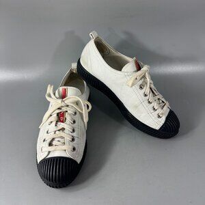 Prada Sport White Leather Cap Toe Lace Up Sneakers Size 35 1/2